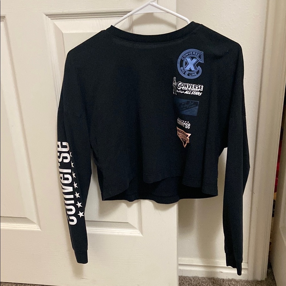 Converse Black and Blue Logo Crop Top